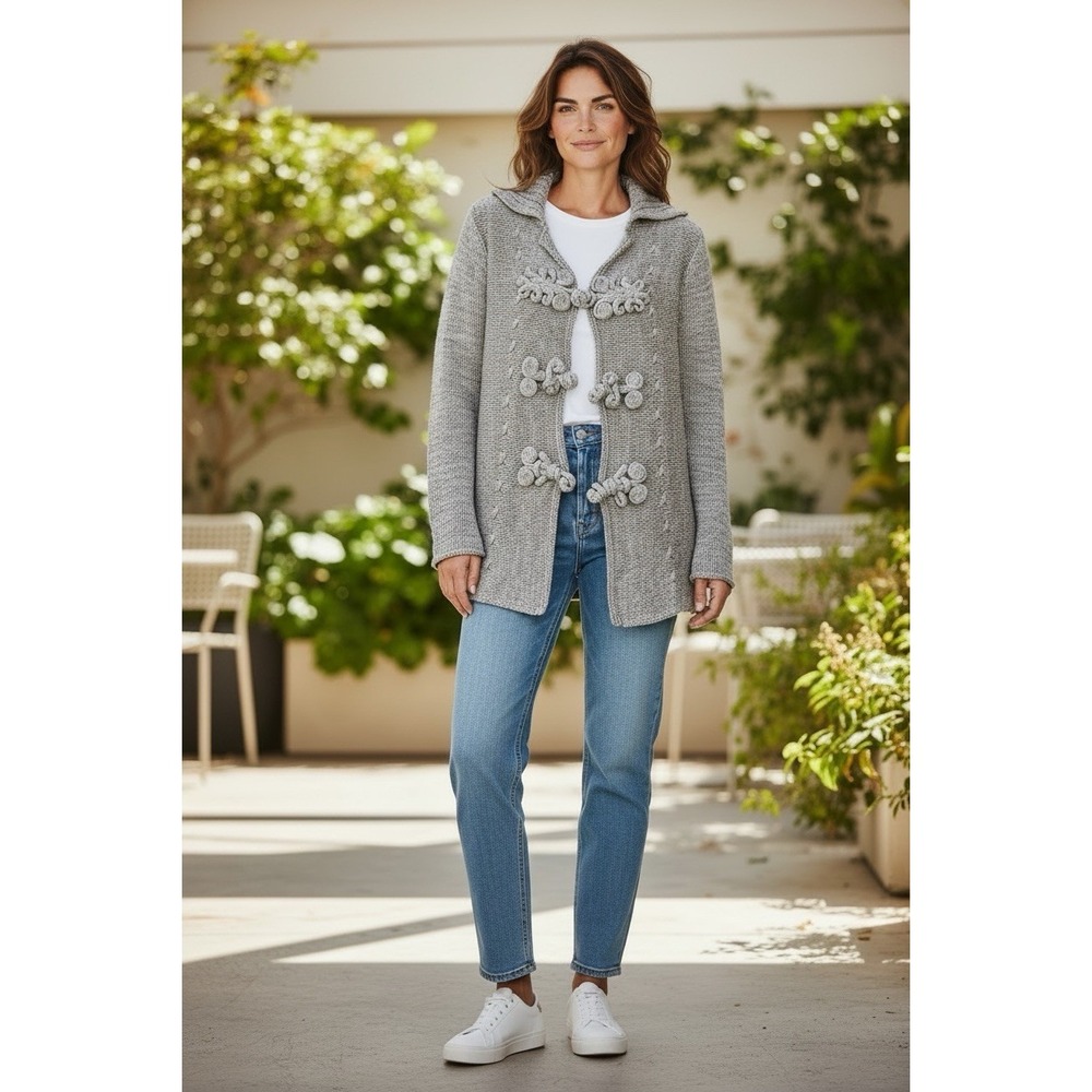 Coldwater Creek  Sz Small Women's Beige & Gold Cardigan Nylon & Cotton